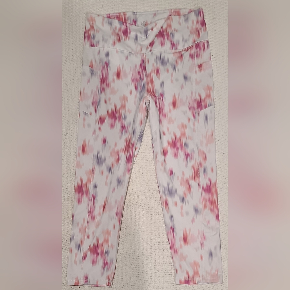 Gaiam workout leggings multi colored women's size Large with pockets